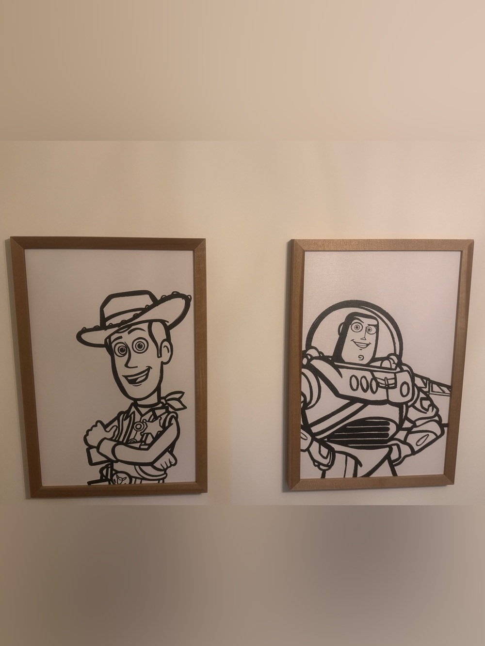 Toy Story Woody & Buzz Framed Art Prints - Black and Brown